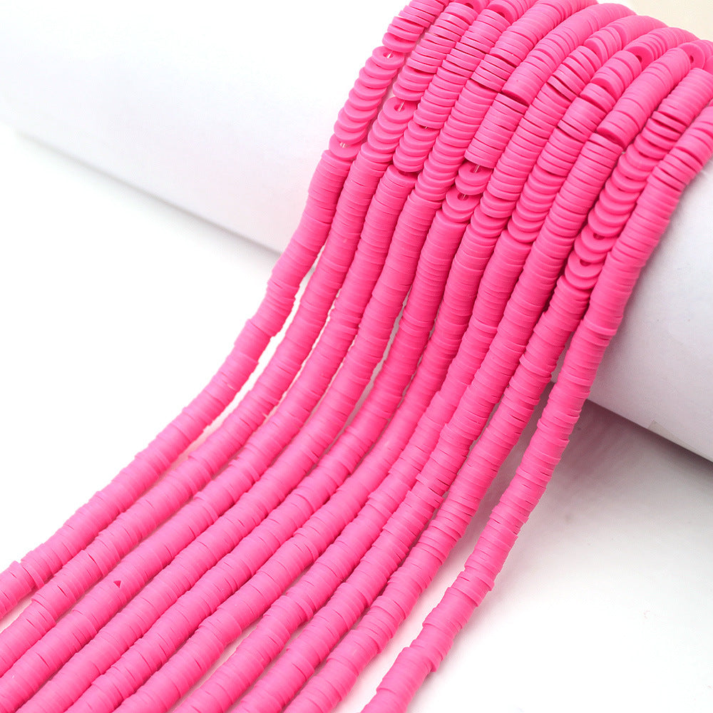 Flat Clay Beads 6mm Solid Color Smooth Polymer Disc 10strands 34