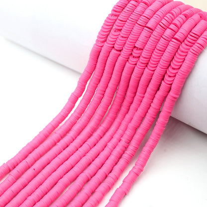 Flat Clay Beads 6mm Solid Color Smooth Polymer Disc 10strands 34