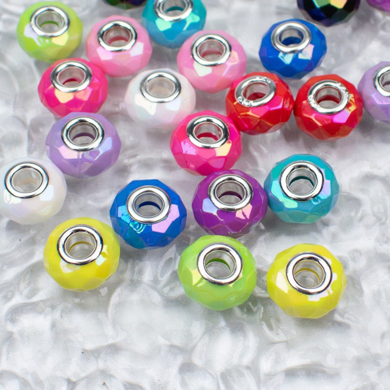 Acrylic Faceted Spacer Beads 15mm UV Plating Large Hole 20pcs 2