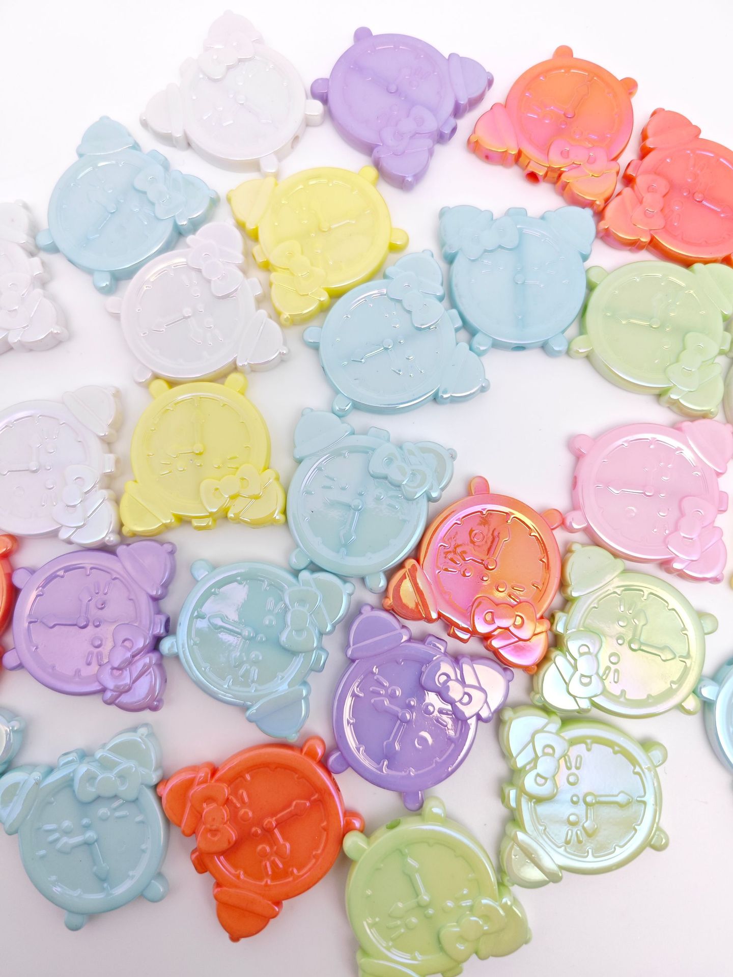 Plated Flat Hello Kitty Alarm Clock Acrylic Beads 33mm 50pcs 6