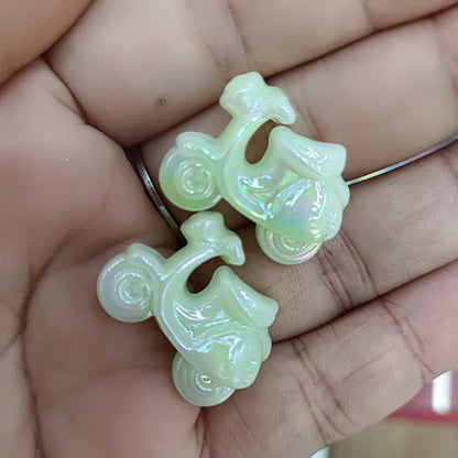 Glow In The Dark Motorcycle Acrylic Beads 20-25mm Iridescent Pastel 100pcs 9
