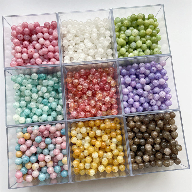 Crackle Round Glass Beads 10mm Ice Cracked Imitation Jade 40pcs