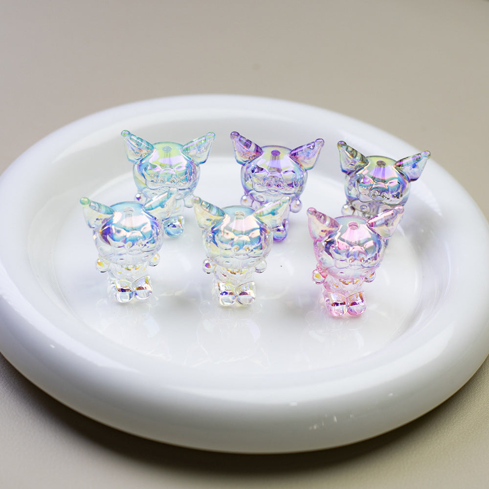Plating Kuromi Acrylic Beads 32mm Transparent Mixed Colors 20pcs