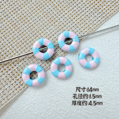 Swimming Ring Metal Beads 14mm Two-Tone Enamel Painted 10pcs 8