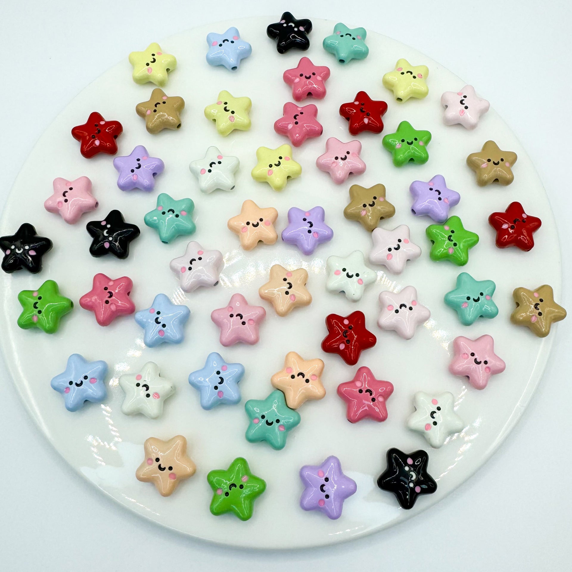 Star Metal Beads 13mm Glossy Painted Smiley Face 10pcs 2