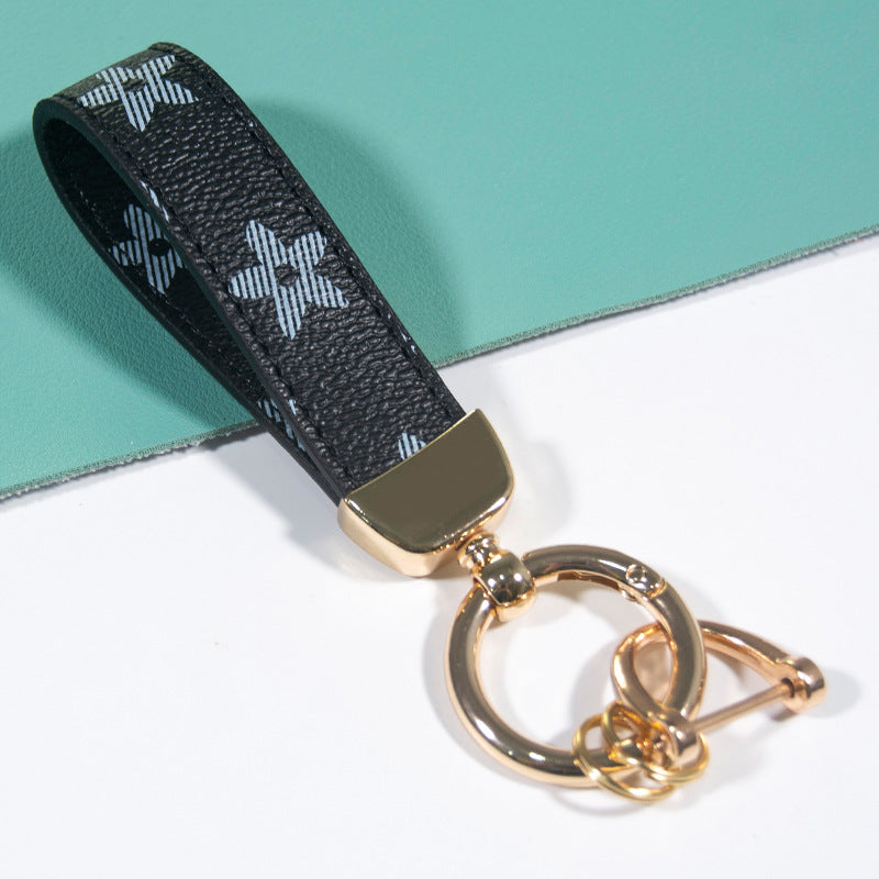 Leather Print Wristlet Keychain with Checkered and Monochrome Patterns 6