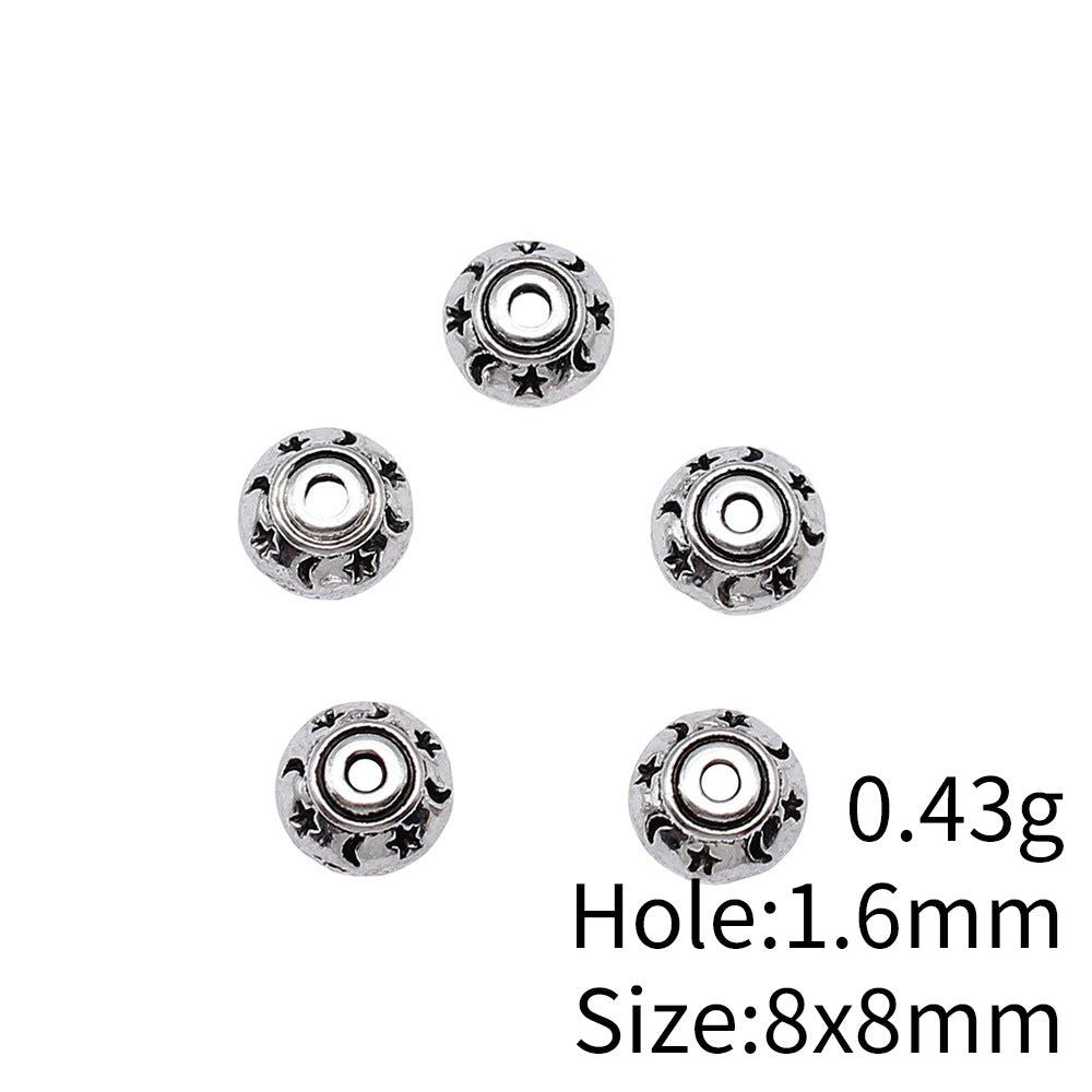 Alloy Star Moon Pattern Bead Caps 8mm Antique Silver 100pcs 4