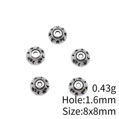 Alloy Star Moon Pattern Bead Caps 8mm Antique Silver 100pcs 4