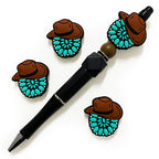 Silicone Focal Beads Western Turquoise Hat Holding Stones 20pcs 4