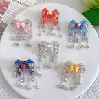 Fancy Tassel Heart Bow Acrylic Beads 58mm Rhinestone 5pcs 3