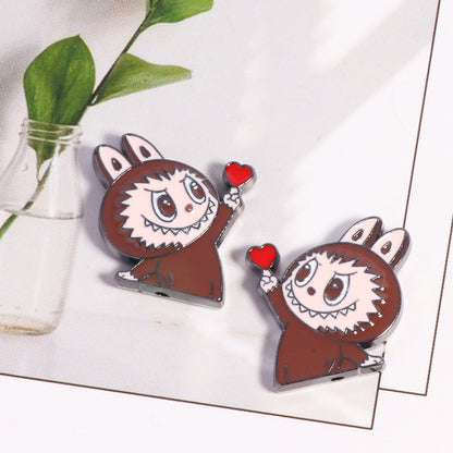 Finger Heart Pose Metal Beads 20mm Enamel Alloy 5pcs 7