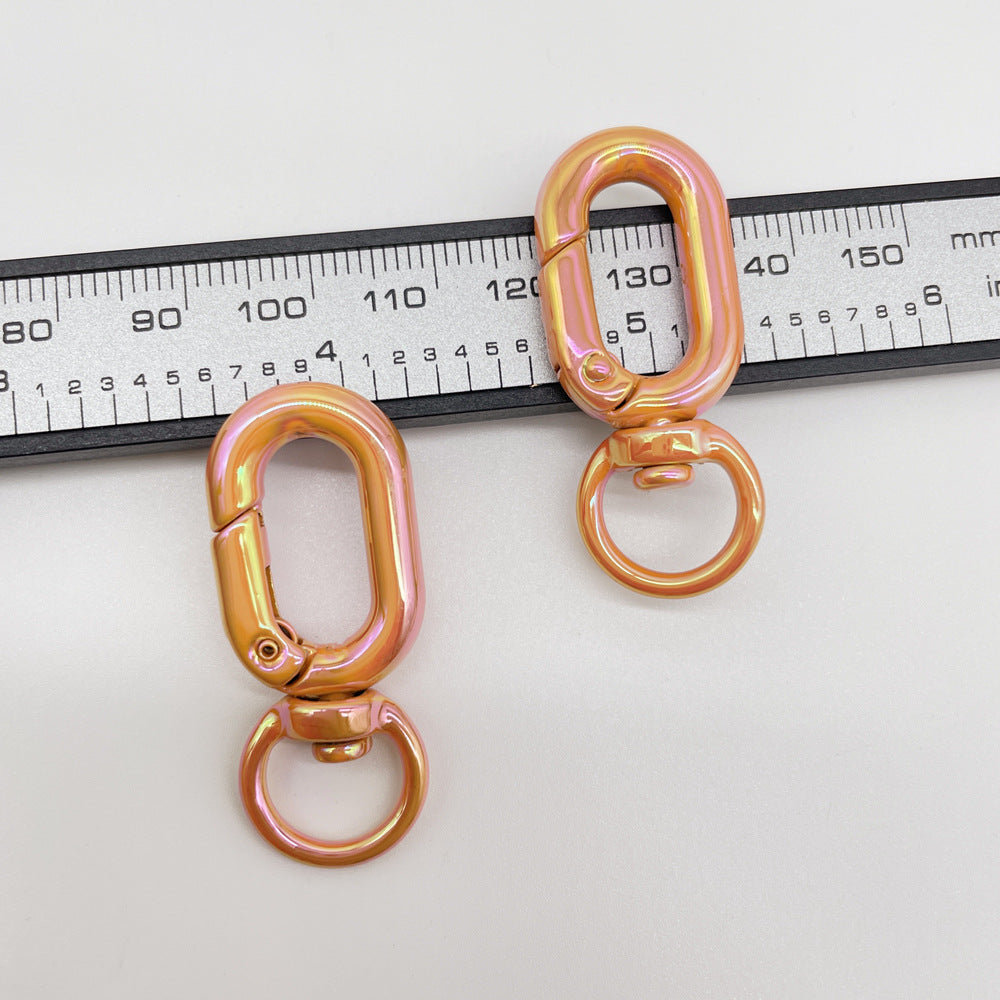 Colorful Zinc Alloy O Shaped Swivel Buckle Keychain Clasps 38mm 5pcs 18