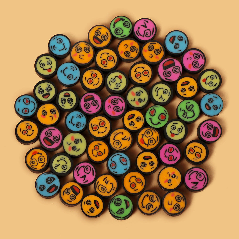 Round Clay Beads 9mm Colorful Funny Expression Polymer 100pcs 3
