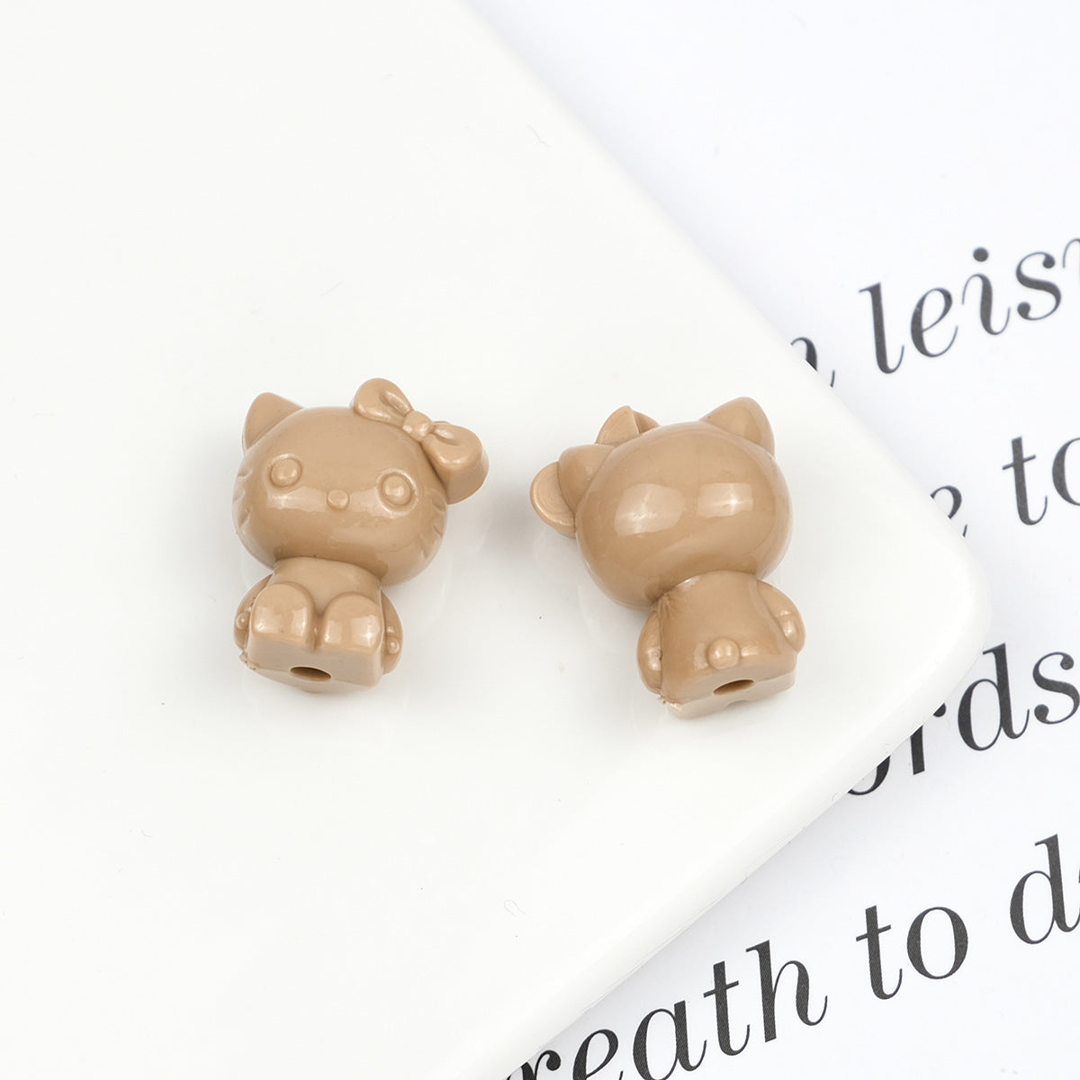 Maillard Color Hello Kitty Acrylic Beads 19mm Glossy Coffee Tones 50pcs 8