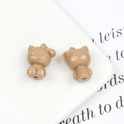 Maillard Color Hello Kitty Acrylic Beads 19mm Glossy Coffee Tones 50pcs 8