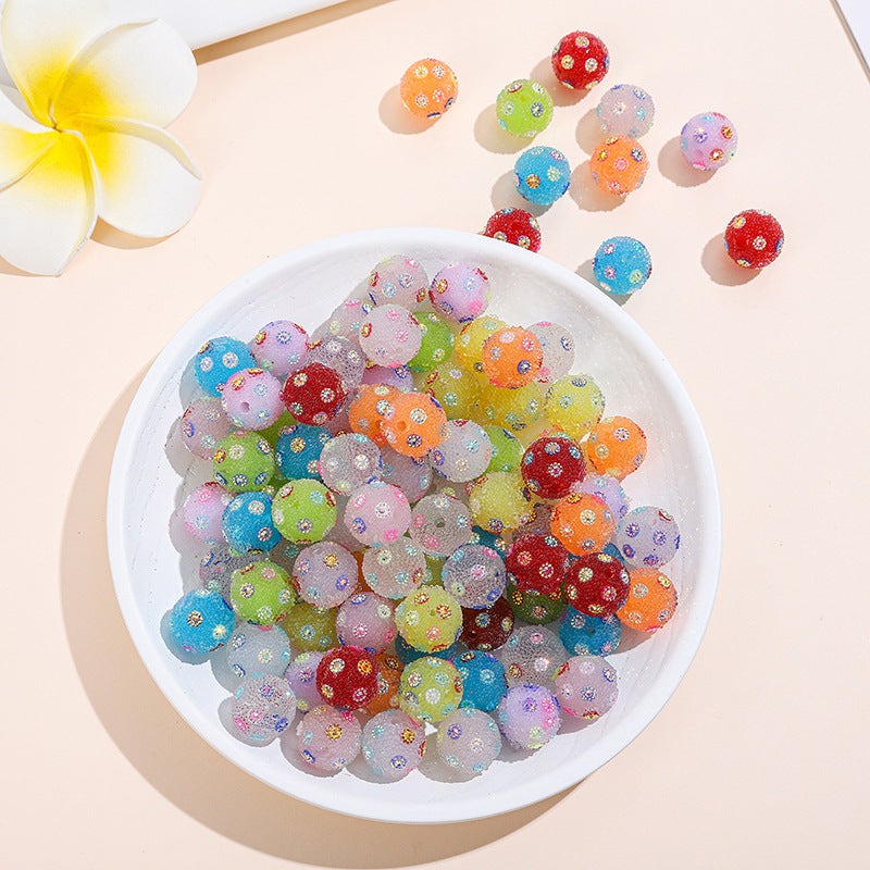 Rhinestone Bubblegum Beads 16-20mm Colorful Resin Sparkle 10pcs