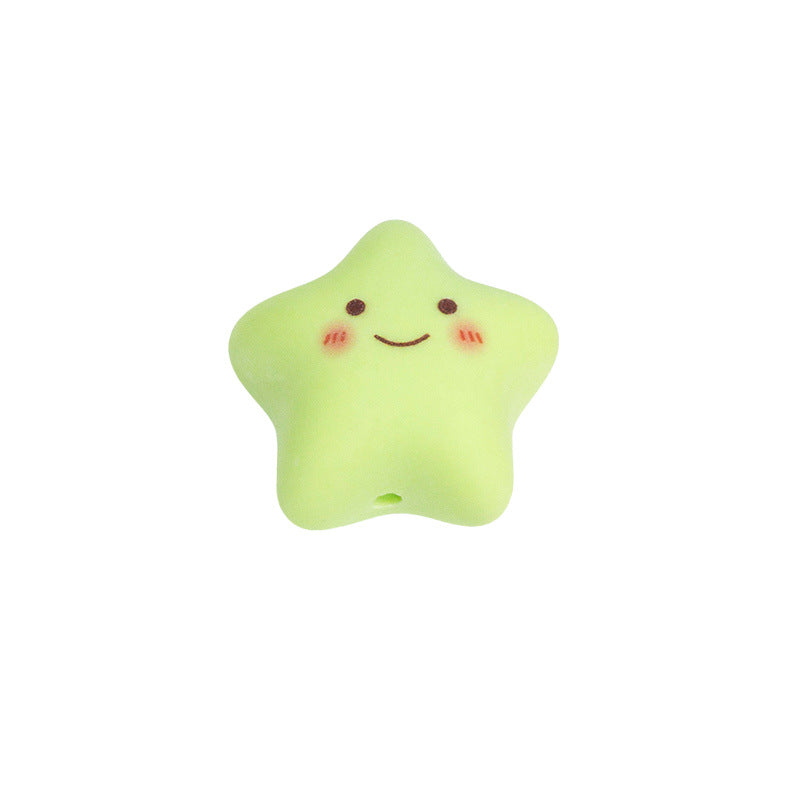 Painted Star and Heart Acrylic Beads 23mm Pastel Matte 50pcs 16
