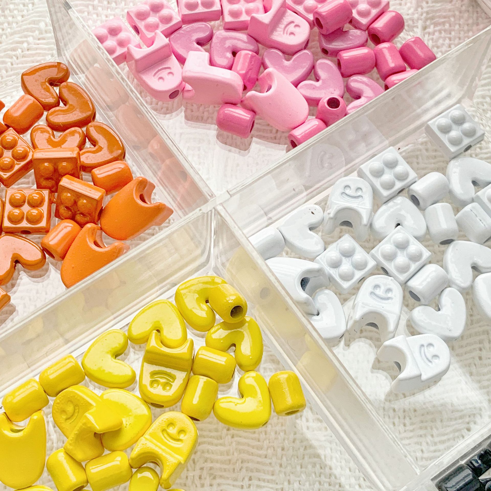 Chair and Jigsaw Metal Beads Painted Colorful Glossy 20pcs 4