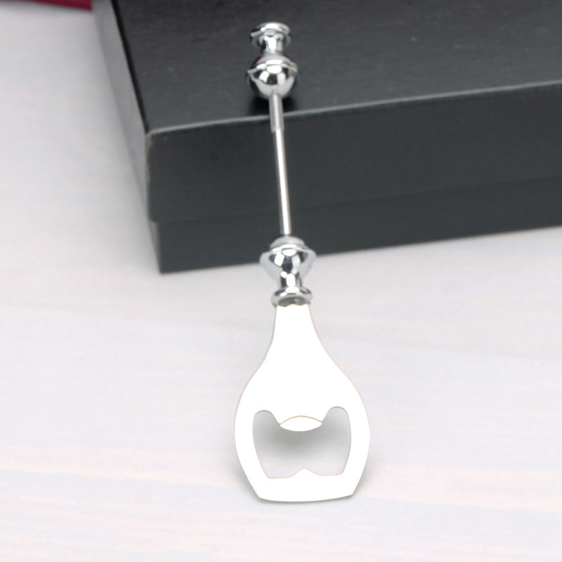 Beadable Bottle Opener Stainless Steel Silver Polished Finish 6