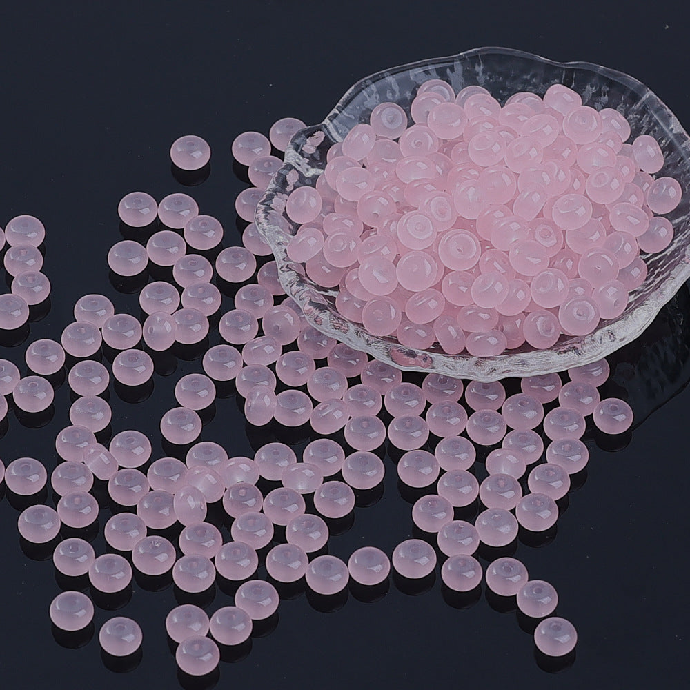 Glass Rondelle Spacer Beads 8mm Semi Transparent Imitation Jade 100pcs 4