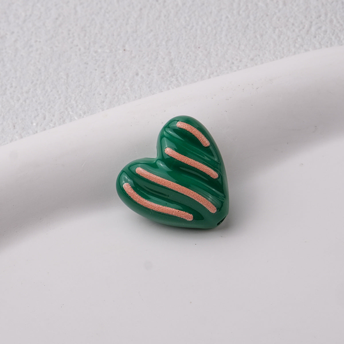 Wavy Stripe Heart Acrylic Beads 19mm Colorful Mixed 20pcs 19