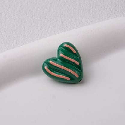 Wavy Stripe Heart Acrylic Beads 19mm Colorful Mixed 20pcs 19