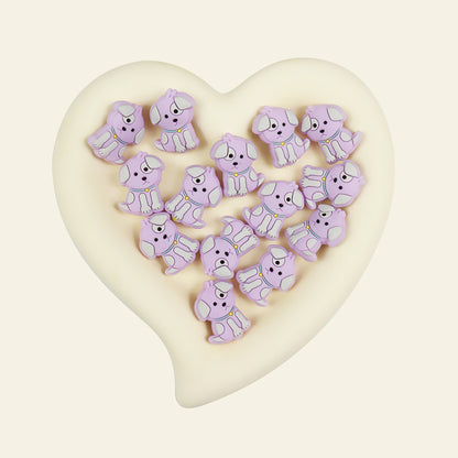 Silicone Focal Beads Puppy Sitting Pose 20pcs 12