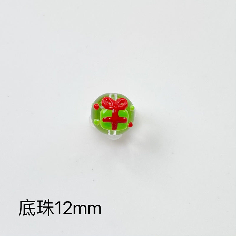 Hand Painted Christmas Enamel Glass Beads 12mm 14mm 1pc 14