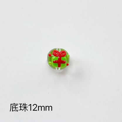 Hand Painted Christmas Enamel Glass Beads 12mm 14mm 1pc 14
