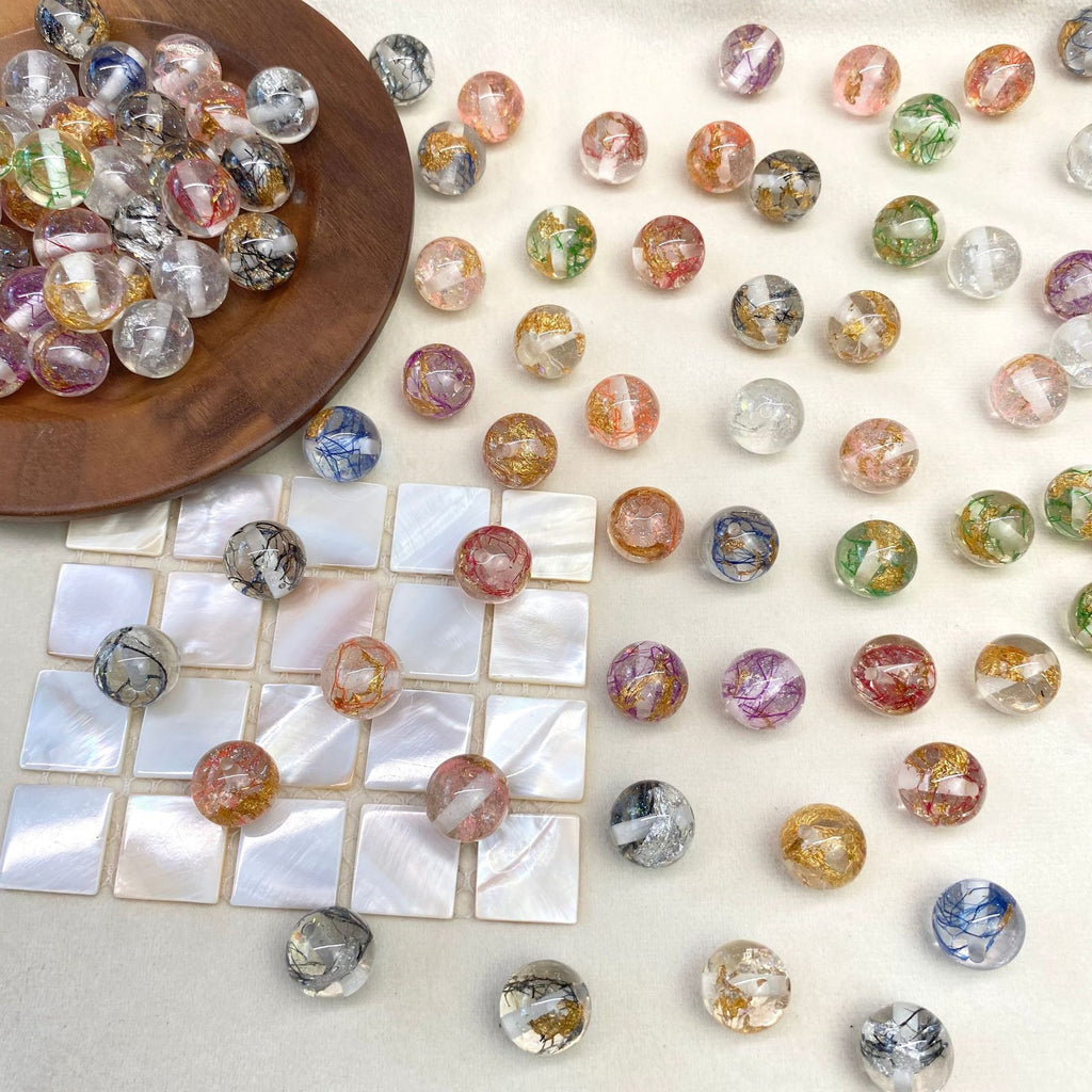 Clear Gild Tinsel Resin Beads 16mm Round Multicolor 50pcs 3