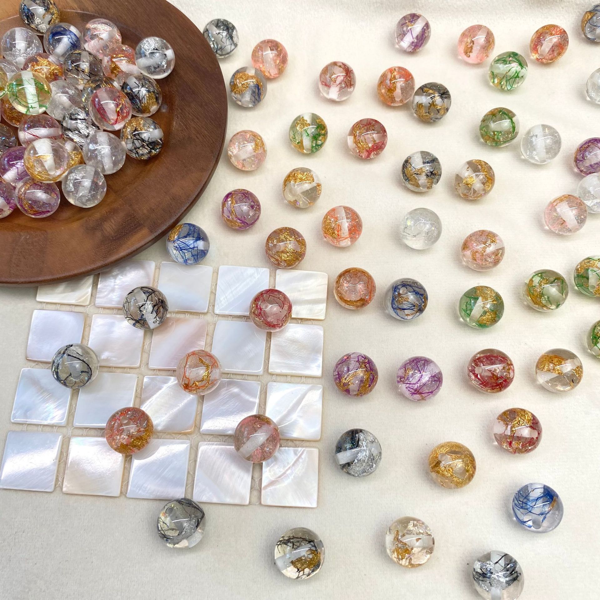 Clear Gild Tinsel Resin Beads 16mm Round Multicolor 50pcs 3