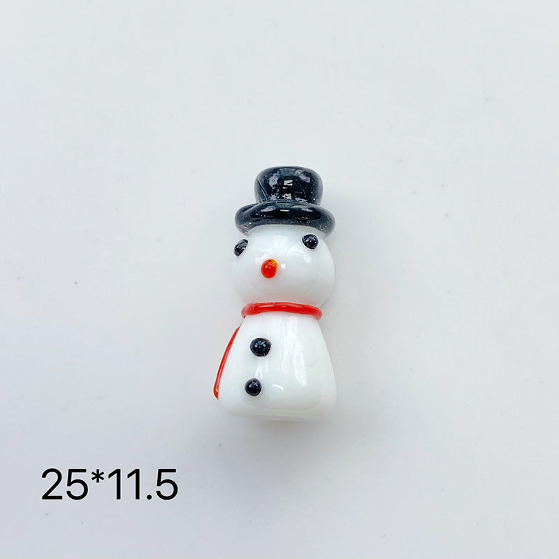 Hand Painted 3D Christmas Lampwork Glass Beads Snowman Santa Motifs 1pc 8