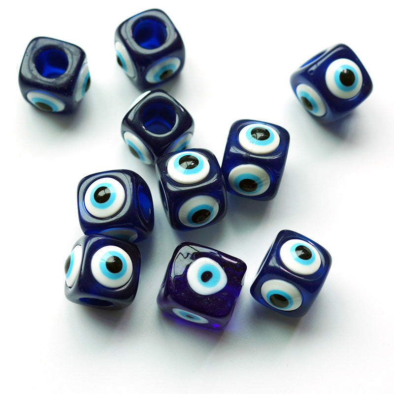 Evil Eye Resin Square Beads 12-18mm Deep Blue Glossy 20pcs 4