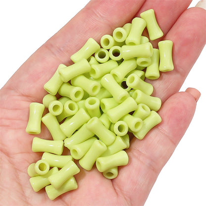 Painted Bamboo Joint Acrylic Beads 5x11mm Glossy Colorful 50pcs 7