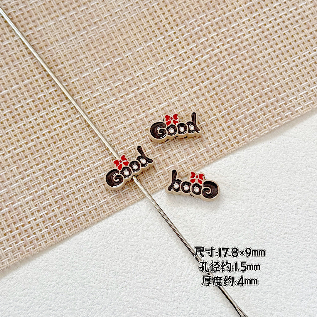 Baking Painted Good Sign and Teacup Bear Metal Beads 17mm 10pcs 10