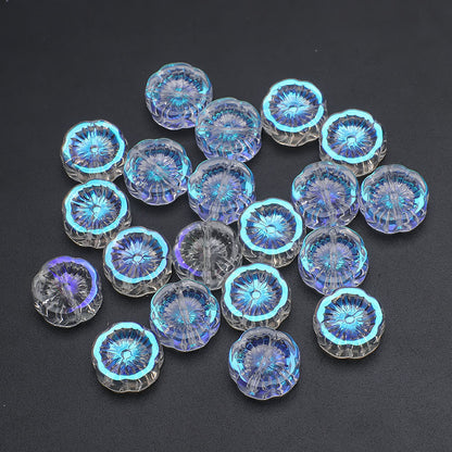 Electroplated Hawaiian Flower Glass Beads 14mm Transparent 20pcs 15