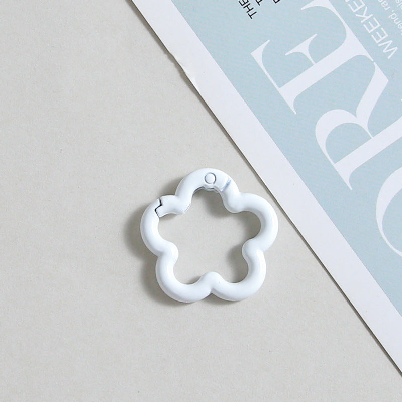 Zinc Alloy Flower Trigger Spring Key Rings 28mm 6pcs Baking Painted 3