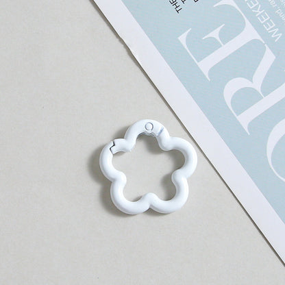Zinc Alloy Flower Trigger Spring Key Rings 28mm 6pcs Baking Painted 3