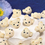 Biscuit Bear Resin Beads 24mm Textured Knitted Cream 25pcs
