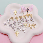 Cross CCB Plastic Acrylic Beads 15mm Metallic Gold Silver 100pcs