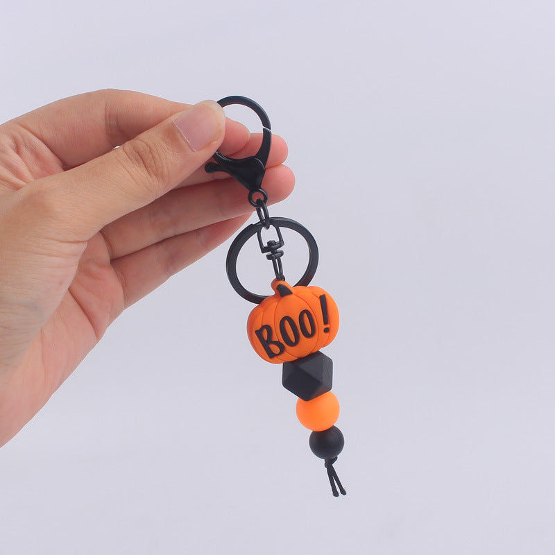Halloween Silicone Bead Keychain Colorful Spooky Characters Durable 3