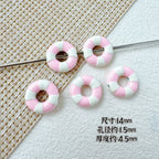 Swimming Ring Metal Beads 14mm Two-Tone Enamel Painted 10pcs 6
