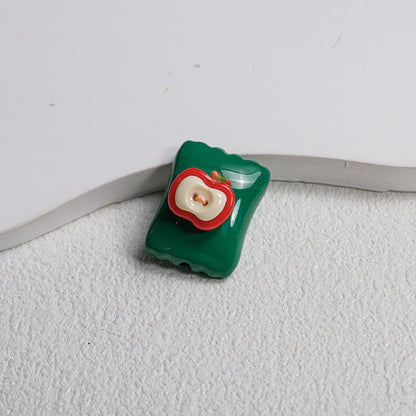 Fruit Snack Bag Acrylic Square Beads 23mm Glossy Detailed 10pcs 16