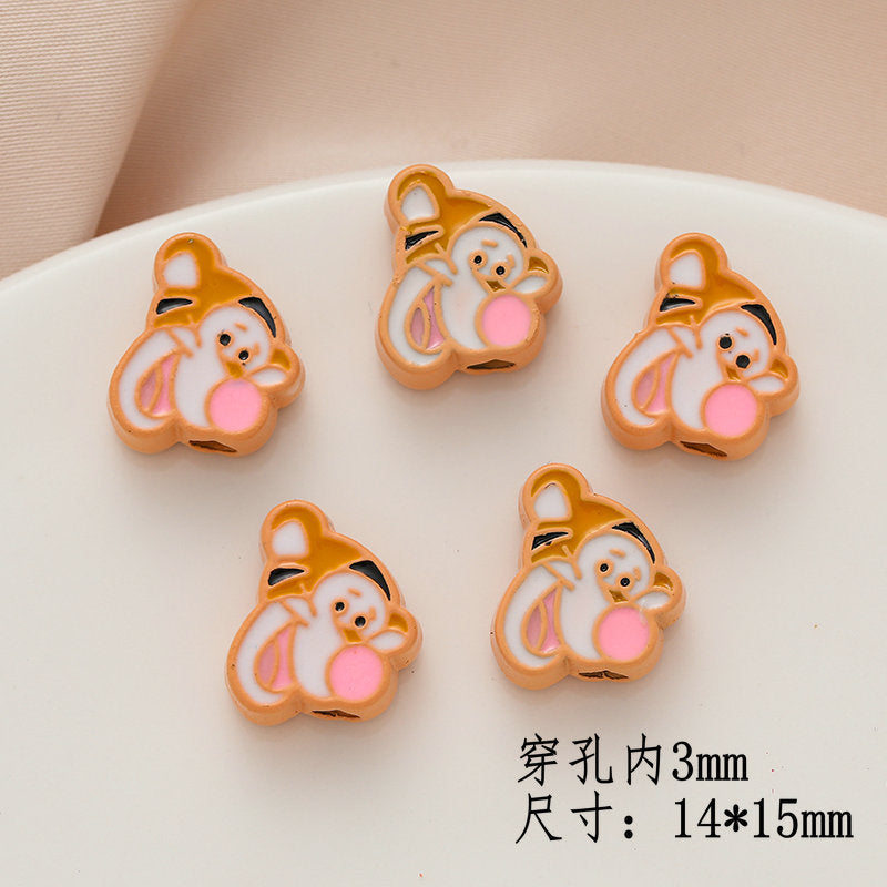 Cartoon Character Metal Beads Painted Enamel Alloy 10pcs 21