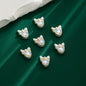 Heart Bow Metal Beads 13mm Rhinestone Accent 10pcs 10