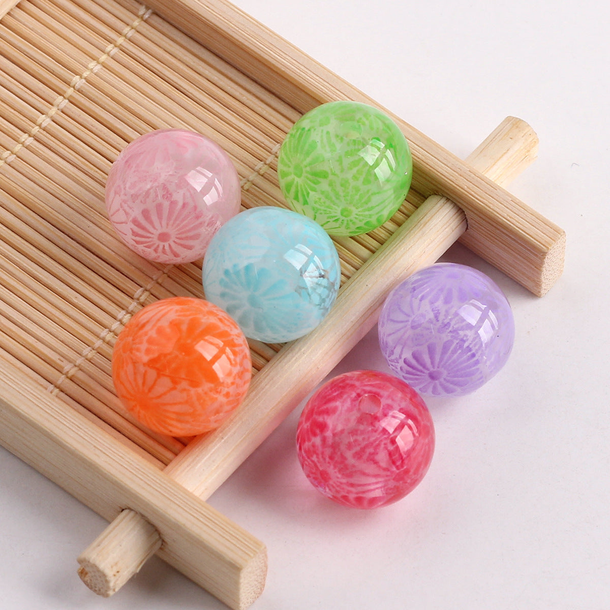 Transparent Fireworks Pattern Acrylic Beads 15mm Colorful 50pcs 2