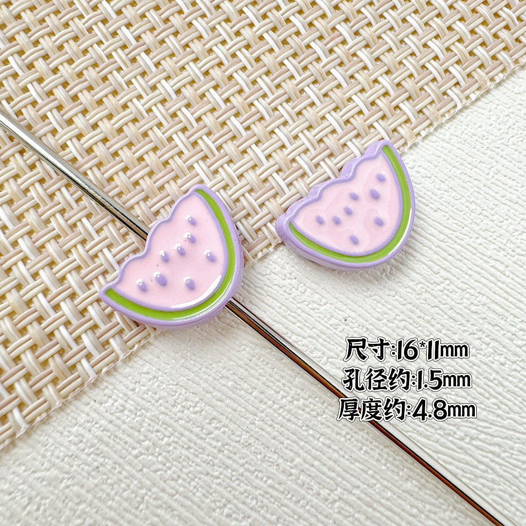 Baking Painted Watermelon and Cake Metal Beads 16mm Colorful 10pcs 9