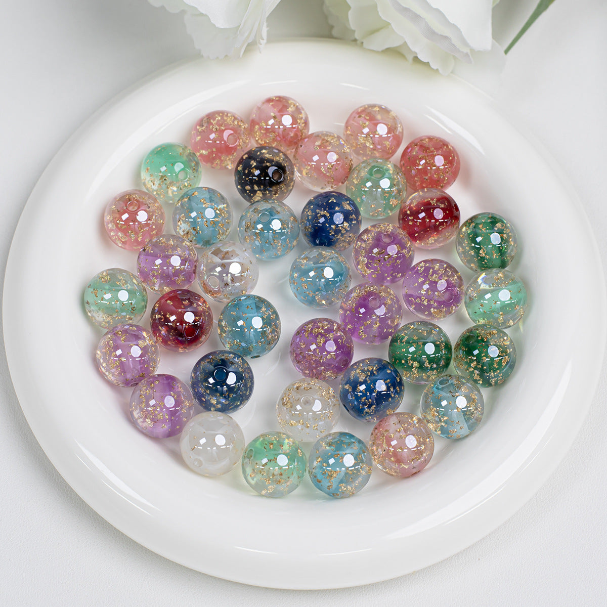 Clear Round Acrylic Beads 12mm 16mm Gold Foil Filled 40pcs 4