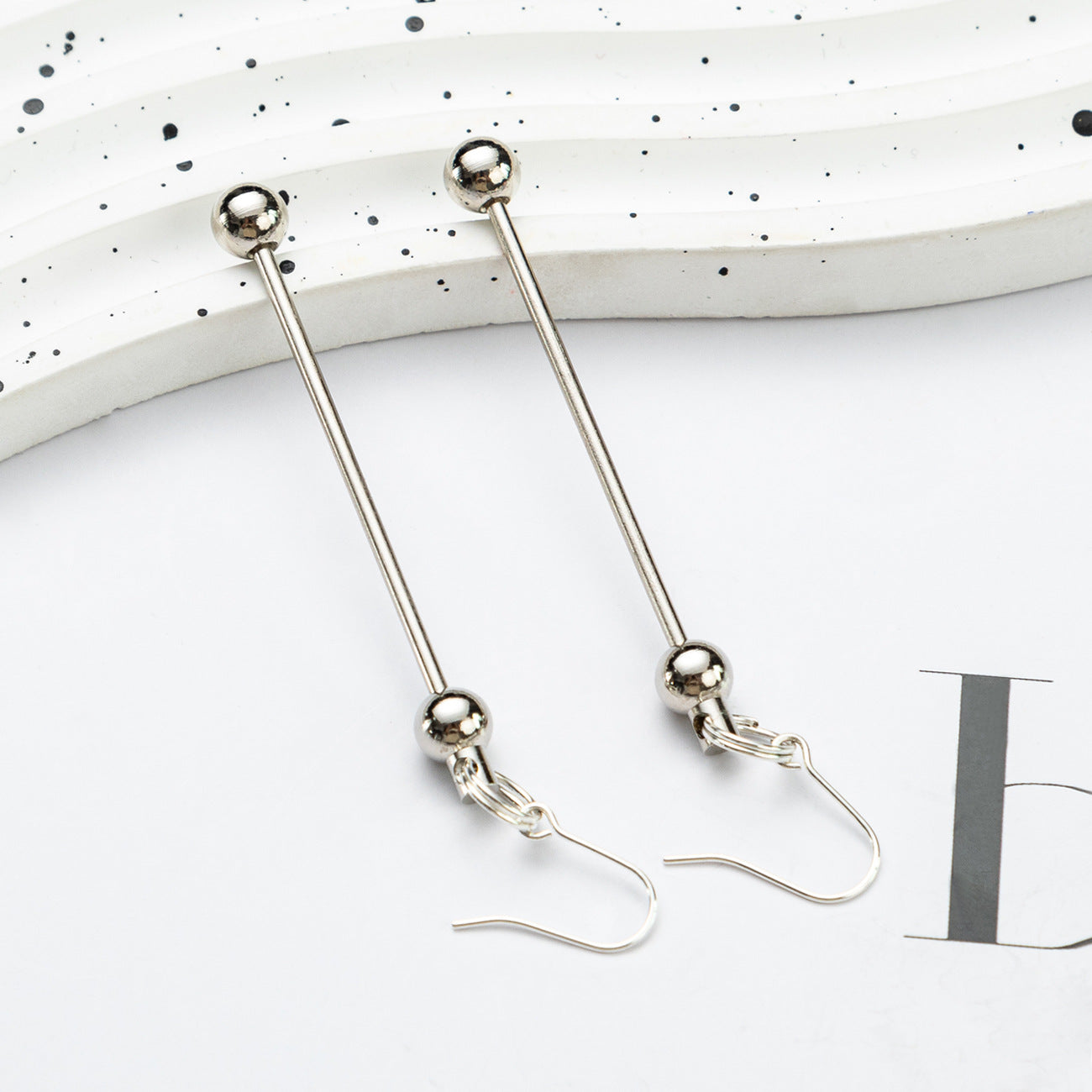 Beadable Earrings Metal Colorful Bar 7.8cm 4.4g Wholesale 8