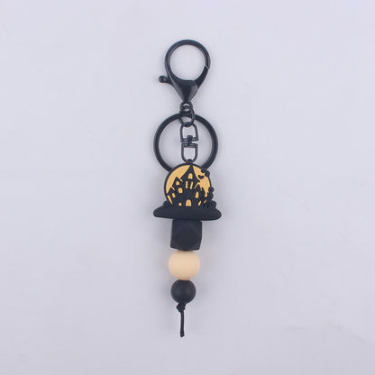 Halloween Silicone Bead Keychain Colorful Spooky Characters Durable 8